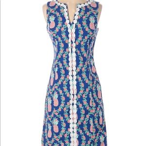 Crown and Ivy Pineapple Blue Sleeveless Beach Cruise Vacation Dress Size 8